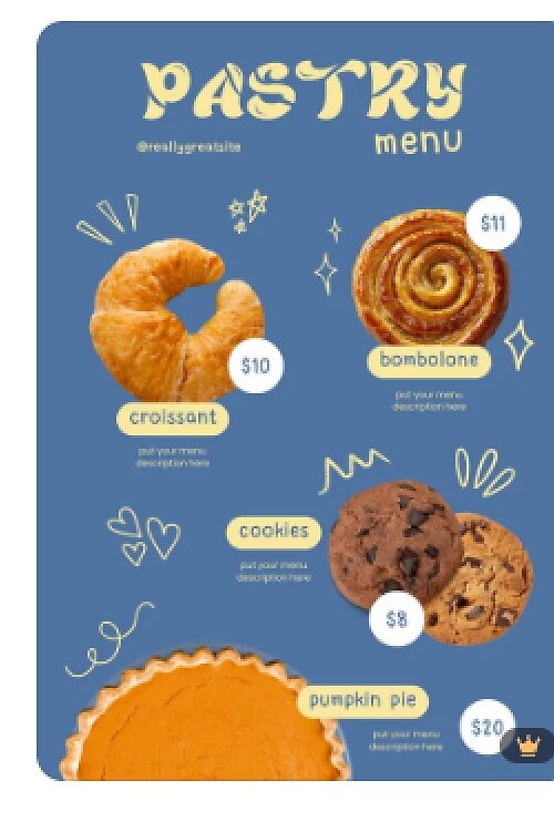 Pastry menu catalog created with EasyCatalog